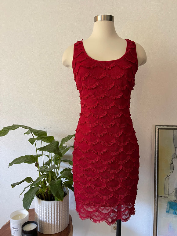 Guess red fringe dress- Size 6