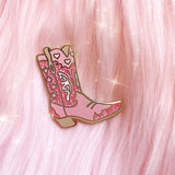 Cowgirl Boot Enamel Pin- Pink