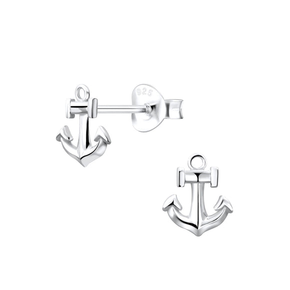 Sterling Silver Earrings- Tiny Anchor Studs