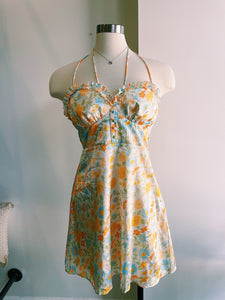 Floral Satin Mini Dress