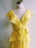 Yellow Tiered Ruffled Dress