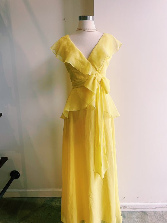 Yellow Tiered Ruffled Dress