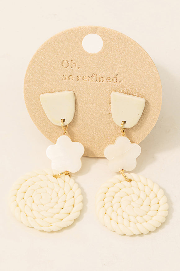Earrings- Braided Disc and Clover Dangles