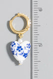 Earrings- Ceramic Heart and Pearl Dangles