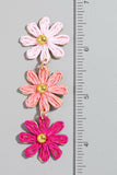 Earrings- Colorful Braided Flower Chain Dangles- Teal