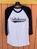 Tallahassee Baseball Tee- Black and White