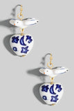 Ceramic Bird and Heart Dangles