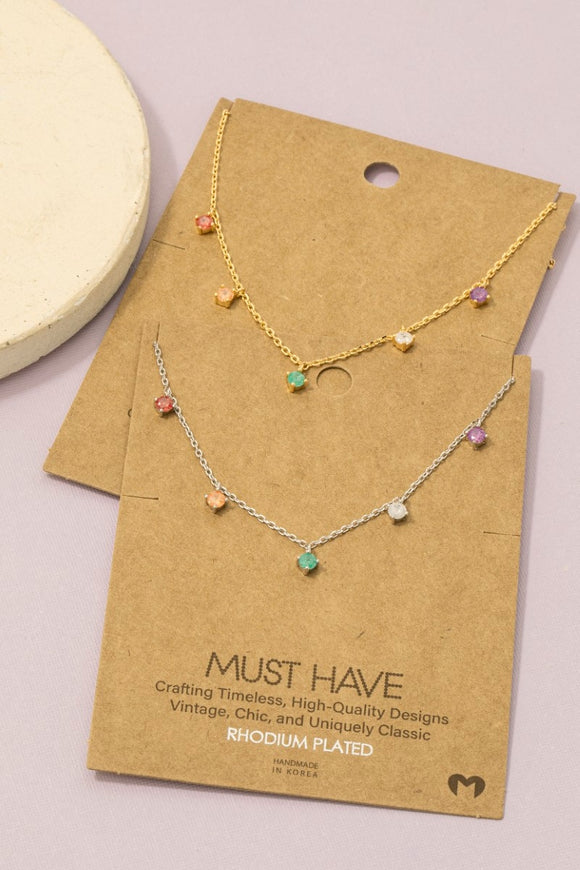 Must Have- Crystal Stud Drop Necklace
