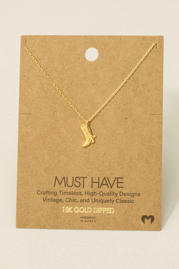 Must Have- Gold Dipped Cowboy Boots Pendant Necklace
