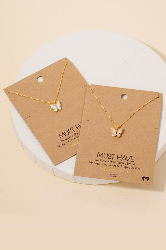 Must Have- Epoxy Butterfly Pendant Necklace