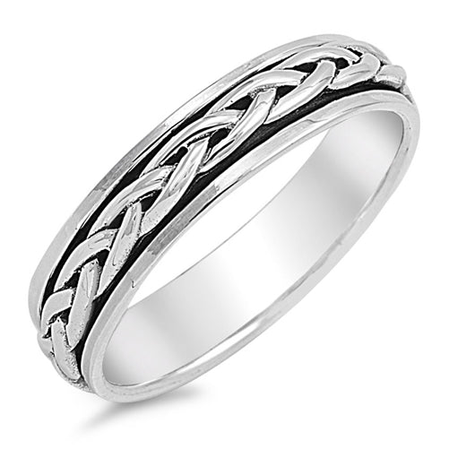 Spinner Silver Ring- Braided