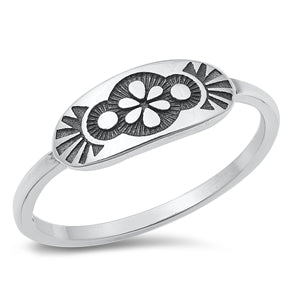 Sterling Silver Ring- Ornamental Flowers