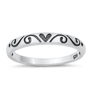 Sterling Silver Ring- Heart Scroll Band