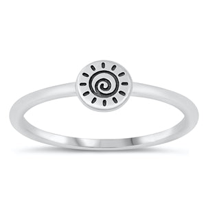Round Sun Silver Ring