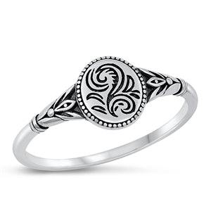 Sterling Silver Ring- Oval Etched Ring