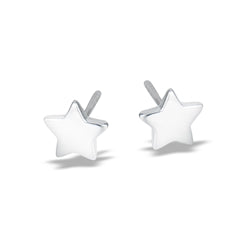 Sterling Silver Earrings- High Polish Star Studs