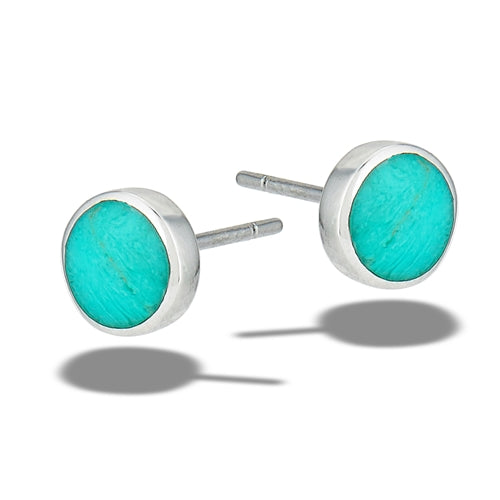 Sterling Silver Earrings- Turquoise and silver circles