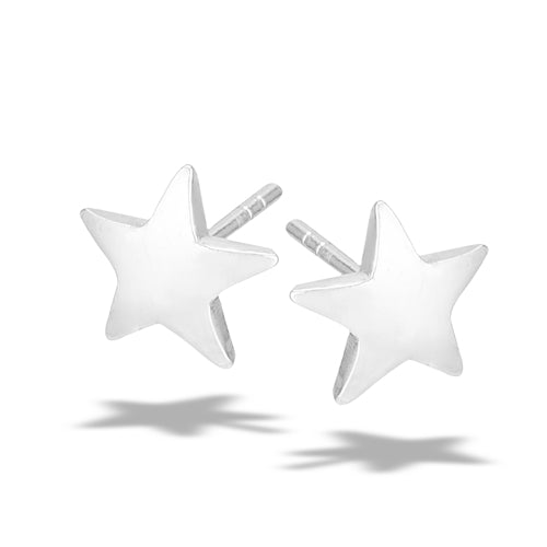 Sterling Silver Earrings- Convex High Polish Solid Star