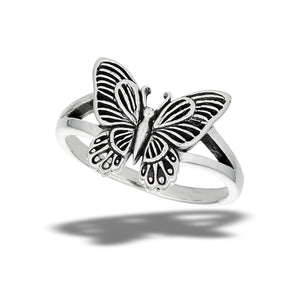 Detailed Butterfly Silver Ring