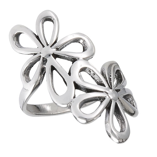 Sterling Silver Ring- Heavy Double Flower Ring