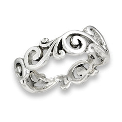 Sterling Silver Ring- Solid Weave Swirl Band