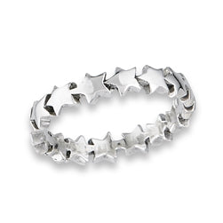 Sterling Silver Ring- Chain of Heavy Stars Band