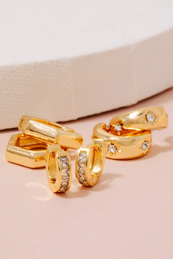 Earrings- Gold Dipped CZ Hoop Set