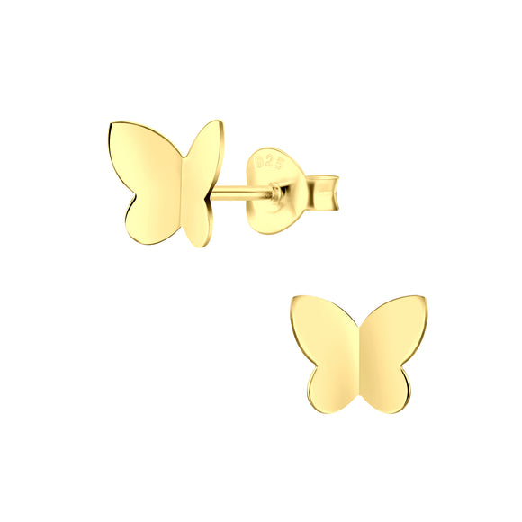 Gold Plated Sterling Silver Studs- Large Folding Butterfly