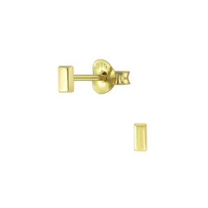 Gold Plated Sterling Silver Studs- Small Squared Bars