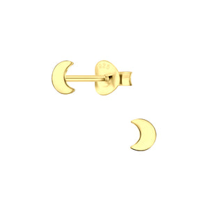 Gold Plated Sterling Silver Studs- Tiny Moons
