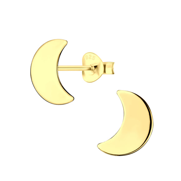 Gold Plated Sterling Silver Studs- Large Moons