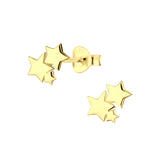 Gold Plated Sterling Silver Studs- Star Trio