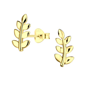 Gold Plated Sterling Silver Leaf Earrings