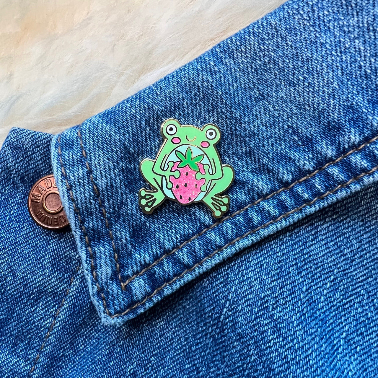 Strawberry Frog Enamel Pin