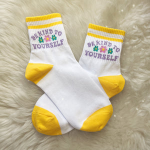 Embroidered Be Kind to Yourself Socks