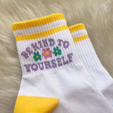 Embroidered Be Kind to Yourself Socks