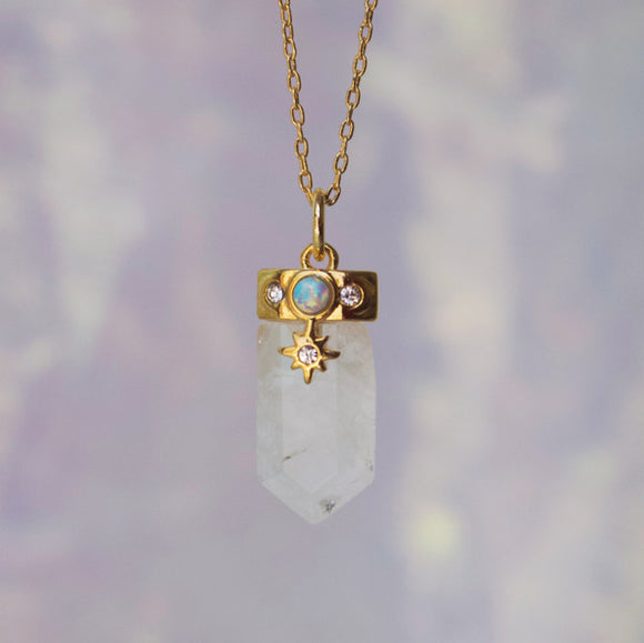 Celestial Crystal Charm Necklace