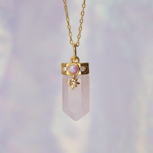 Rose Quartz Celestial Crystal Charm Necklace
