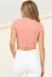 Can We Go Crew Neck Cropped Tee- Teak Rose