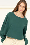Leisure Loving Oversized Sweatshirt- Hunter Green