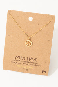 Tree Cutout Disc Pendant Necklace