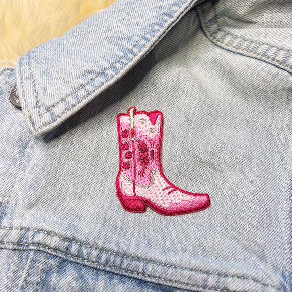 Cowgirl Boot Patch- Pink