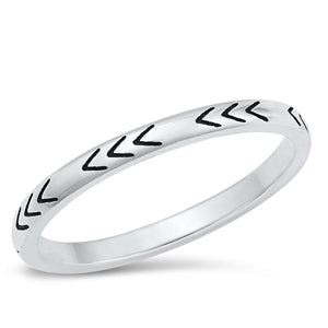 Sterling Silver Ring- Arrows on a Thin Band