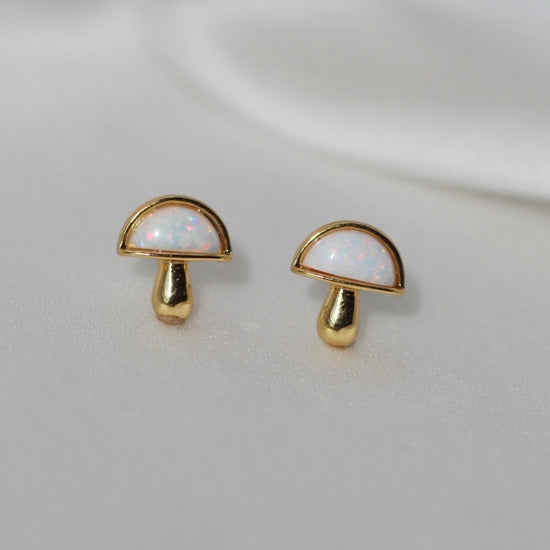 Cutie Opal Mushroom Stud Earrings