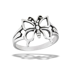 Sterling Silver Oxidized Butterfly Ring