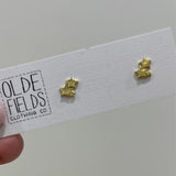 Gold Plated Sterling Silver Studs- Star Trio