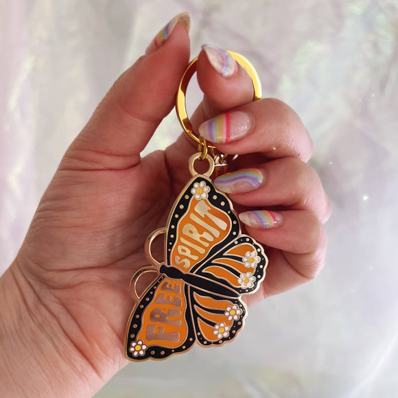 Free Spirit Butterfly Enamel Keychain