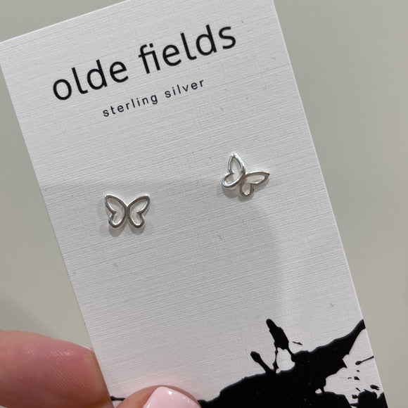 Sterling Silver Studs- Simple Butterfly Outline