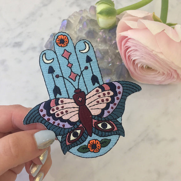 Mystical Butterfly Hamsa Hand Patch