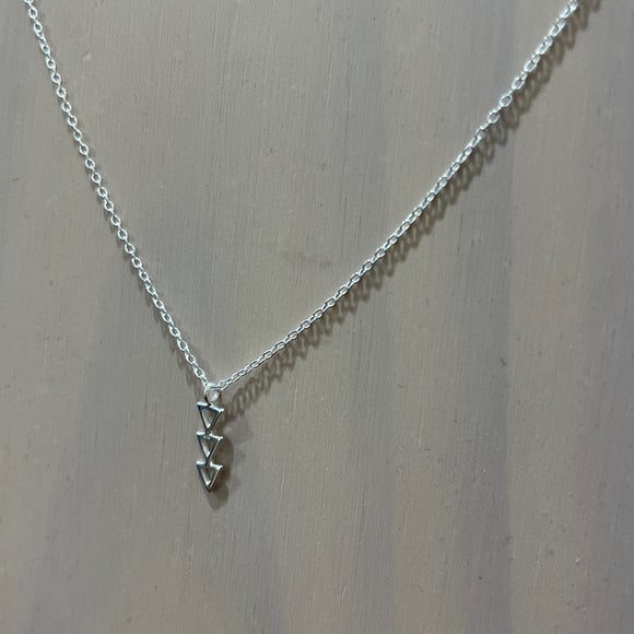 Sterling Silver 3 Triangle Necklace